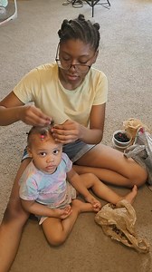 10K views · 329 reactions | Mommy Baby Baby gave "Yana Baby" a hard time. 藍路‍♀️ All hands on board and Mom definitely could use the help. My babies are pure joy. Inspire others to be limitless. #blessedandgrateful #momlife #NaturalHairCare | Marie K. Bright Eyes Look at me | Facebook