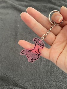 Dinosaur Handmade Epoxy Resin Keyring, Medium, Detailed, IMPERFECT, Bright Pink Fine Glitter - Etsy