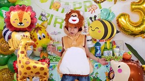 Jungle Safari Animal Balloons, 6Pcs Jungle Theme Party Balloons Jungle Party Decorations Wild One Birthday Decorations for Boys/Girls, Zoo Animal Balloons for Jungle Baby Shower Decorations