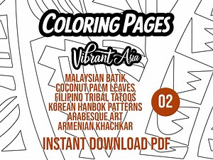 Vibrant Asia Coloring Pack 02 – 6 Printable Coloring Pages for Adults & Teens | Creative Relaxation | Instant Download PDF - Etsy Canada