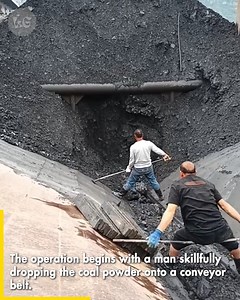 Efficient Barge Unloading: Coal Powder Transfer #ship #boat #barge #coal | DIY Moto