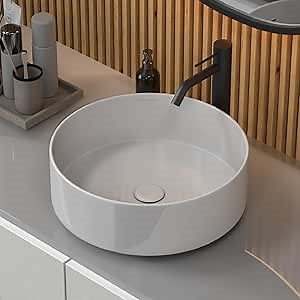 Eurotrend-US Modern Round Counter Basin - Porcelain Ceramic, Cutting Edge Design, Multiple Color Options - White
