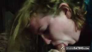 Well rounded girl swallows all the cum