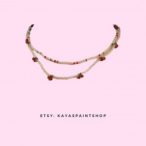 Cherry Beaded Necklaces - Etsy Canada