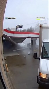 "Truck lightly hits column, canopy partially collapses suddenly." | Harrison Twins