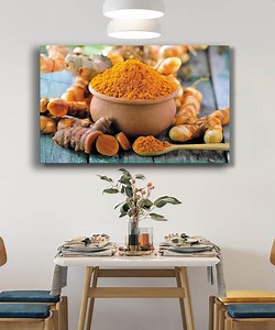 Décoration murale de cuisine en verre trempé épicé au curcuma, photographie culinaire - Etsy France