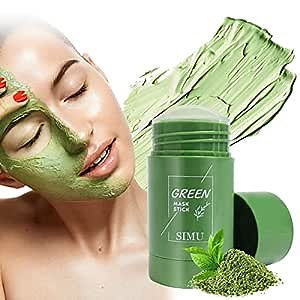 Green Tea Mask Stick, Purifying Clay Stick Mask, and Deep Cleansing Oil Control and Anti-Acne Solid and Fine, Exfoliating Mask,Moisturizing Nourishing Skin, for All Skin Types Men Women