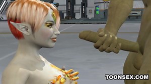 3D Cartoon Alien Vixen Getting a Double Teaming