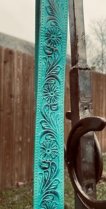 Tooled Leather Turquoise Purse Strap - Etsy