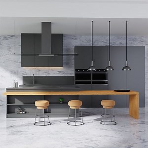 [Hot Item] Modern Grey Kenya Home Kitchen Cabinets Pantry Design Sample Oak Kitchen Cabinet with Island
