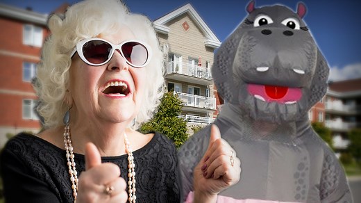 Inflatable Hippo Costume Worn for Safe Hugs is Selling Out