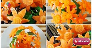 Tỉa hoa cà rốt đơn giản trang trí đĩa ăn