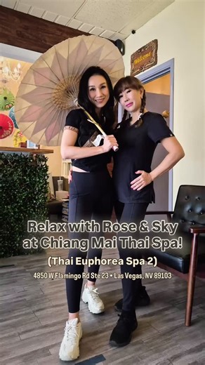 We offer you only THE BEST massage therapists in Las Vegas—Relax with Rose and Sky at Chiang Mai Thai Spa! 🫶 Visitors on the Las Vegas Strip love the convenience and affordability of our NEW second location! 3-Minutes from Palms Casino, Rio & Gold Coast 7- Minutes From Bellagio 2-Minutes from Chinatown CHIANG MAI THAI SPA (THAI EUPHOREA SPA 2) 🦢🖤 📲 BOOK BY PHONE 702-463-2947 💻 BOOK ONLINE LINK IN BIO 🔗 📍 4850 W Flamingo Rd Ste 23 Las Vegas, NV 89103 #girlslikeyou #relaxationmassage #vegas