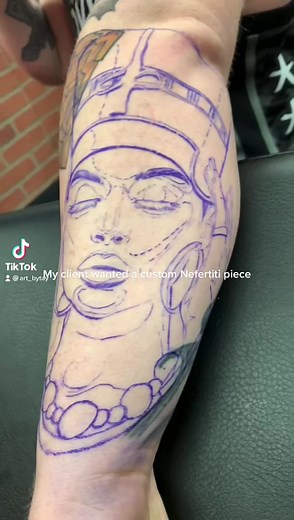 Custom Nefertiti piece #nefertititattoo #nefertiti #alabamatattooartist #blacktattooartist #ARTBYTAY #fyp #support #blackinkcrew #dopetattoos #blankandgreytattoo #tattooartist #tattoo #tattoosartist #tattoos | Art By Tay