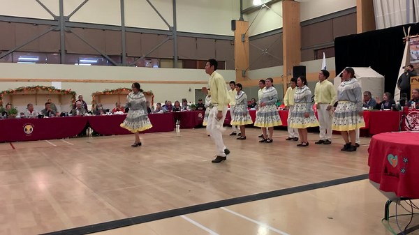 Big Rock youth dancers performing at the Nishiiyuu gathering in Mistissini. | Cree Media CBC