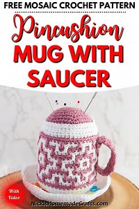 25K views · 230 reactions | Mosaic crochet in the round! ❤️ Free pincushion pattern here ---> https://www.nickishomemadecrafts.com/mosaic-crochet-mug-pincushion-saucer/ . . . . #crochet #mosaiccrochet #crochettutorial #crochettiktok #overlaycrochet #crochetersoftiktok | Crochet Patterns & Tutorials by Nicki's Homemade Crafts | Facebook