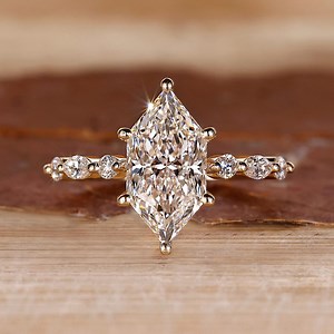 Dutch Marquise Cut Diamond Engagement Ring With Side Alternate Diamond, 7 Stone Wedding Ring for Her, Antique Diamond Anniversary Gift Ring - Etsy