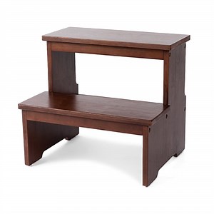 StrongTek Bamboo Two Step Stool for Adults and Kids, Bed Stepstool with Anti-Slip Bottom, Heavy Duty for Kitchen, Bathroom, Wooden Step Stairs 350 lbs Capacity