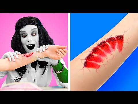 HALLOWEEN! ZOMBIE AT SCHOOL! || DIY Makeup Costumes! Funny Pranks And Easy Life Hacks By 123GO! BOYS