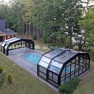 [Hot Item] Automated Sunroom Swimming Pool Enclosures Aluminium Lifting Pool Cover Retractable