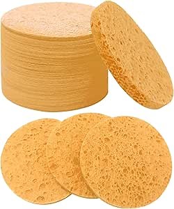 Amazon.com : 50-Count Large Compressed Facial Sponges for Estheticians,Daily Cleansing and Gentle Exfoliating- 100% Natural Cellulose Spa Sponge Perfect for Removing Dead Skin,Dirt and Makeup(Round 2.95", Yellow) : Beauty & Personal Care