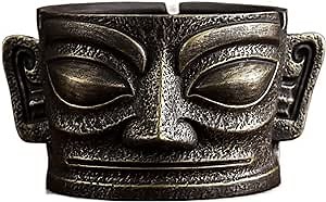 Sanxingdui Mask Ashtray in Traditional Purple Sand, Sanxingdui Mask Ashtray with Unique Design, Purple Sand Ashtray for All Seasons, Exquisite Purple Sand Ceramic