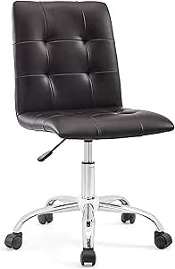Modway Prim Ribbed Armless Mid Back Swivel Conference Office Chair In Brown