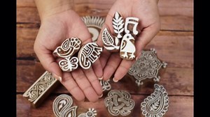 IBA Indianbeautifulart Textile Printing Block Leaf Pattern Border Hand Carved Wooden Stamp Wood Block Printing Textile Stamps for Fabric/Pottery Blocks,5 Inch