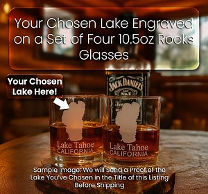 Upper and Lower Chateaugay Lake NY Rocks Glasses Laser Etched. Set of 4. Any Lake Available - Etsy