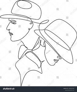 Abstract Line Drawing Woman Mans Face Stock Vector (Royalty Free) 2389200783 | Shutterstock