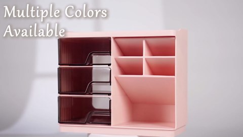 Small Makeup Organizer with Drawers, Stackable Bathroom Couneter Organizer with Phone Holder, Versatile Vanity Organizer Countertop, Cosmetic Organizer for Makeup Brush, Skin Care, Lotion -Pink,2Pack