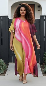 Oussum Plus Size Caftan Dresses for Women Long Ladies Maxi, Size 1X to 3X