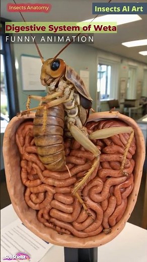 Giant Weta Digestive System Animation | Insects Anatomy | Insects AI Art | 62