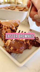EASTER EGG BROWNIES! INGREDIENTS ▢ ⅔ cup salted butter ▢ 5 oz unsweetened baking chocolate cut into chunks ▢ 1 ¾ cup sugar ▢ 2 tsp vanilla extract ▢ 3 large eggs ▢ 1 cup all-purpose flour ▢ 9 Cadbury Easter Eggs in your choice of flavors INSTRUCTIONS 1. Preheat oven to 350°F. Grease a 9-inch square baking pan OR an 8-inch square baking pan and set aside. 2. Melt chocolate and butter in a saucepan over low heat, stirring constantly. Once melted, remove from heat and let sit for 5 minutes. 3. In a