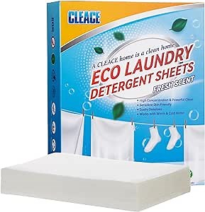 Laundry Detergent Sheets - (60 Loads) 30 Sheets, Fresh Scent - Eco-friendly Biodegradable Washing Strips for Hand Washing Machine Sensitive Skin