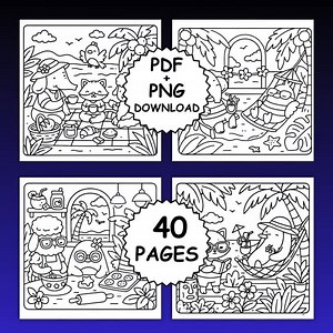 Cozy Hawaii Coloring Book: 40 Tropical Summer Scenes (PDF   Procreate PNG) - Etsy UK