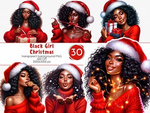 Black Woman Christmas Clipart, African American Holiday PNG (digital Download) - Etsy