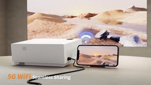 Mini Projector with 5G WiFi and Bluetooth, ALVAR 15000L 450 ANSI Native 1080P Portable Projector 4K Support, Outdoor Movie Projector with 120" Screen & 400" Display Compatible w/ TV Stick/HDMI/USB/PS5