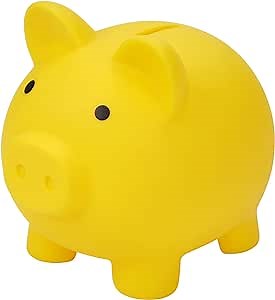 Unbreakable Kids Piggy Bank for Little Boys Girls Children, Money Coin Bank Plastic Piggy Banks for Teens Adults, Safe Pig Saving Jar Savings Bank for Real Money (Yellow)