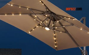 [Hot Item] Outdoor Garden Aluminum Folding Beach Sun Solar LED Light Parasol Umbrella