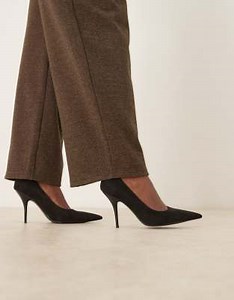 ASOS DESIGN Perth pointed toe stiletto high heel pumps in black suedette | ASOS