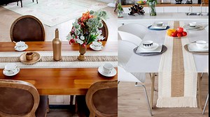 AerWo Macrame Cotton and Burlap Table Decor, Woven Boho Table Runner with Tassels for Wedding Bridal Shower, Farmhouse Style, 12 x 108 Inch