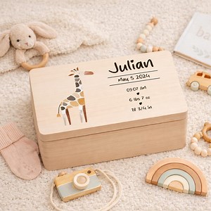 Personalized Baby Memory Box - Safari Giraffe Miscarriage Keepsake Wooden Newborn Baby Shower Gift - Etsy Canada