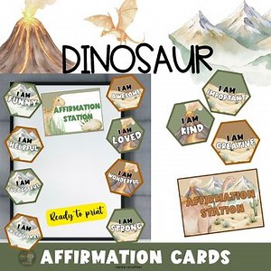 Affirmation Station, Dinosaur Classroom Decor, Positive Affirmations, Editable