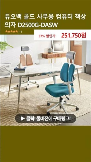 듀오백 골드 사무용 컴퓨터 책상 의자 D2500G-DASW 그레이