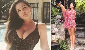 Kelly Brook dances to opera singers in floaty red dress