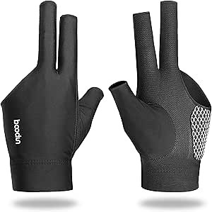 YFY Billiards Glove 3 Finger Left Hand Blue Leather Adult Unisex Adults Billiards Players Sporty Compact Pull On Half Finger Billiard Glove