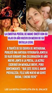 646K views · 5.7K reactions | La emotiva postal de Mane Swett con su hijo en Año Nuevo en medio de su batalla legal: “Que este 2026 el amor prevalezca. Feliz Año Nuevo mi gente buena. 1 enero 2026” #MundosOpuestos13 #OnlyFama #Canal13 #fiebredebaile #ElInternadoMega #MundosOpuestos | CVC Medios | Facebook