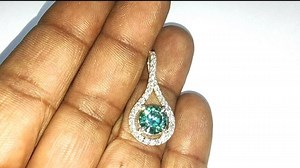 2.50 Carat Blue Diamond Pendant, Lab Created, Round, 925 Sterling Silver, Hallmark, Engagement Gift - Etsy