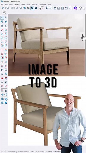 Modeling furniture from scratch is a trap... The hard way is slow and the results often look flat. The smart way? Use the 3D AI generator tool in SketchUp 2026. Just upload a photo, hit generate, and drop high-quality furniture into your model instantly. Comment